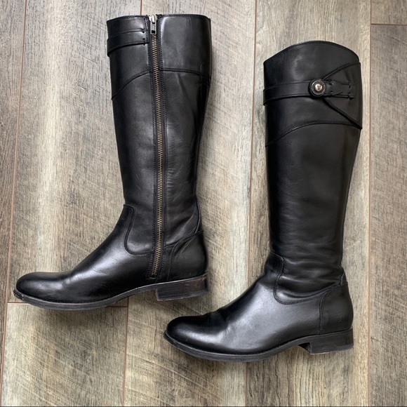 Frye Molly Button Black Leather Tall Riding Boot 7 1/2B - Picture 5 of 12